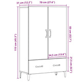 Highboard Old Wood 70x31x115 cm Engineered Wood 856924