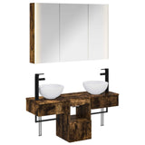 Bathroom Cabinet Set 4 pcs Smoked Oak Engineered Wood 3406267