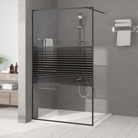 Walk-in Shower Wall Black 115x195 cm Clear ESG Glass 152148