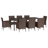 9 Piece Garden Dining Set with Cushions Brown Poly Rattan 3187447