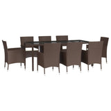 ZNTS 9 Piece Garden Dining Set with Cushions Brown Poly Rattan 3187447