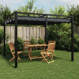 ZNTS Garden Gazebo with Retractable Roof Anthracite 3x3 m Steel 4003962