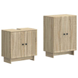 2 Piece Bathroom Cabinet Set EDE Sonoma Oak Engineered Wood 3417578