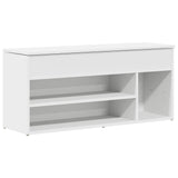 ZNTS Shoe Bench White 102x30.5x45 cm Engineered Wood 859136