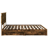 Storage Bed with Drawer Smoked Oak 180 x 200 cm Engineered Wood 3410227