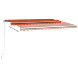 ZNTS Manual Retractable Awning with LED 450x300 cm Orange and Brown 3068925