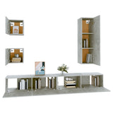 5 Piece TV Cabinet Set Concrete Grey Engineered Wood 3114449