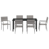 Garden Dining Set with Cushion 7 pcs Grey Poly Rattan 3380047