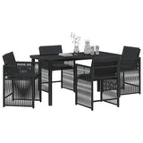Garden Dining Set 5 pcs Black Poly Rattan 3380774