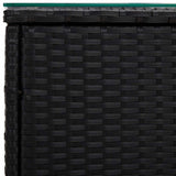 Side Table Black 40x37x40,5 cm Poly Rattan and Tempered Glass 319388