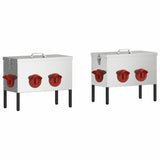 Chicken Feeder 2 pcs Silver 41.5 x 20.5 x 33 cm 879989