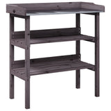 Plant Table with Shelves Grey 78x38x82.5 cm Solid Wood Fir 156354