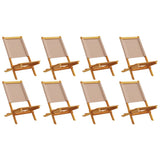Folding Garden Chairs 8 pcs Taupe Fabric and Solid Wood 3214645