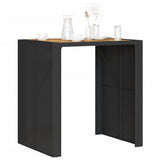 ZNTS Garden Bar Table with Acacia Wood Top Black 105x80x110 cm Poly Rattan 368696