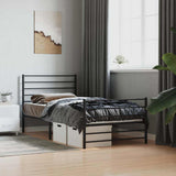 Metal Bed Frame without Mattress with Footboard Black 75x190cm 352327