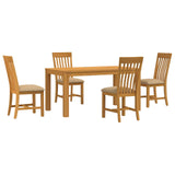 Dining Set 5 pcs Beige Solid Oak Wood 3430357