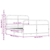 Metal Bed Frame without Mattress Brown Oak 137x190 cm 3318660