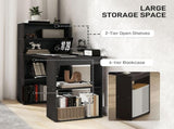 120cm Computer Desk, Wooden PC Laptop Table with 6-Tier Storage Bookshelves, Home Office Working T3398P344792