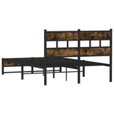 Metal Bed Frame without Mattress Smoked Oak 120x190 cm Small Double 4017215
