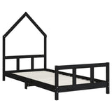 Kids Bed Frame Black 90x200 cm Solid Wood Pine 834569