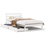 Bed Frame without Mattress White 90x190 cm Single Solid Wood Pine 3301527