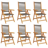 Reclining Folding Chairs 6 pcs Grey Solid Wood Acacia 3214533
