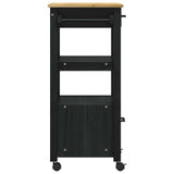 Kitchen Trolley MONZA Black 48 x 40 x 88.5 cm Solid Pine Wood 42027033
