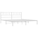 Bed Frame White Powder-Coated Steel Double Bed Frame 355321