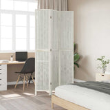 Room Divider 3 Panels White Solid Wood Paulownia 358672