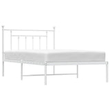 Bed Frame White Powder-Coated Steel Single Bed Frame 353581