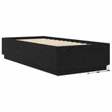Bed Frame with LED Black Oak 80 x 200 cm Engineered Wood 3429571