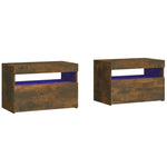 Bedside Cabinets 2 pcs with LED Lights Smoked Oak 60x35x40 cm 3152827