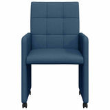Dining Chairs with Wheels 2 pcs Blue 58 x 65 x 94 cm Fabric 42017837