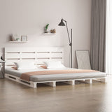 Bed Frame without Mattress White 200x200 cm Solid Wood Pine 3120153