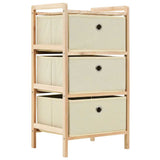 Storage Racks with 3 Fabric Baskets 2 pcs Beige Cedar Wood 276231