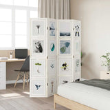 Room Divider 4 Panels White Solid Wood Paulownia 358690