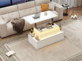 Lift-Top Coffee Table, Highgloss Centre Table with 4 drawers & LED lights, Lifting Sofa Side Table, N605P374201W