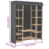 Wardrobe Grey 135x40x170 cm Fabric 248197