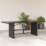 Garden Table Black PE rattan, powder-coated steel, tempered glass 365602