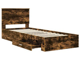 Bed Frame Smoked Oak and Silver 70 x 190 cm Engineered Wood 3411372