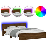 Bed Frame with LED without Mattress Brown Oak 160x200 cm 3207601