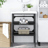 Bathroom Washbasin Frame Black 59x38x83 cm Iron 338488
