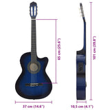 12 Piece Western Guitar Set with Equalizer and 6 Strings Blue 70141