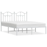 Metal Bed Frame without Mattress with Headboard White 140x200cm 353489