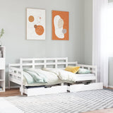 Daybed with Drawers without Mattress White 80x200 cm Solid Wood 3302123