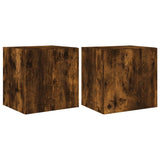TV Wall Cabinets with LED Lights 2 pcs Smoked Oak 40.5x35x40 cm 837255