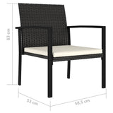 Garden Dining Chair Set of 4 Black Poly rattan, Powder-Coated Steel 317171