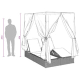 Double Sun Lounger with Roof Grey 205 x 129 x 200 cm PE rattan 3376134