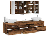 Bathroom Furniture Set 4 pcs Old Wood Engineered Wood and Glass 3406949