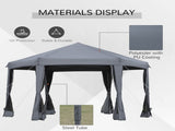 3.8m x 3.2m Pop Up Gazebo Hexagonal Canopy Tent Outdoor Sun Protection with 6 Mesh Sidewalls, Hand T3398P320131